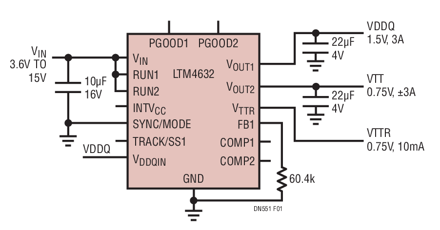Figure 1. Typical LTM4632 DDR3 Application