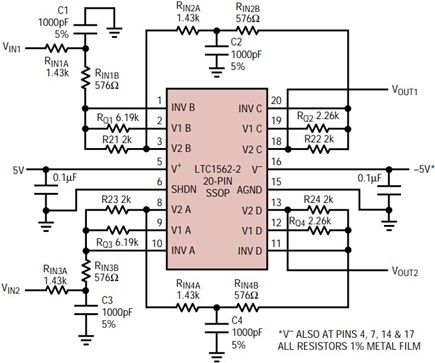 400kHz dual 6th order Butterworth lowpass filter