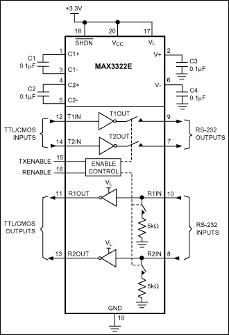 MAX3322E, MAX3323E: Typical Operating Circuit