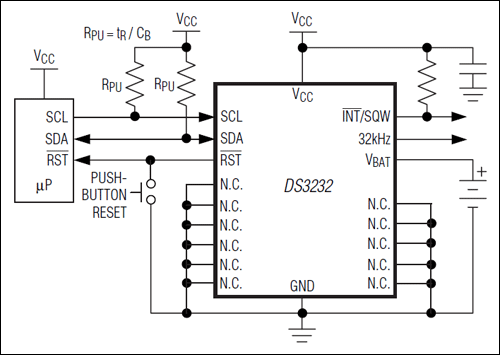 DS3232: Typical Operating Circuit
