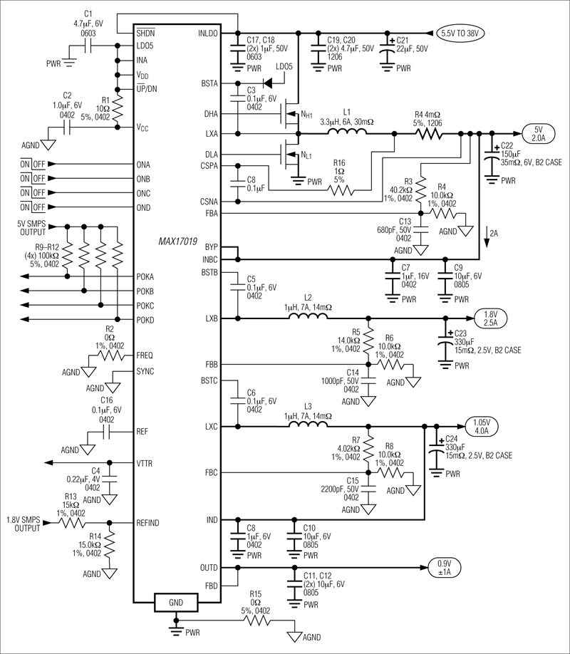 MAX17019: Standard Application Circuit