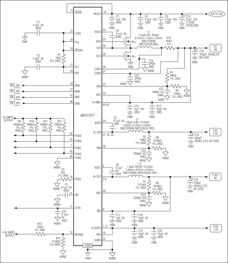 MAX17017: Standard Application Circuit