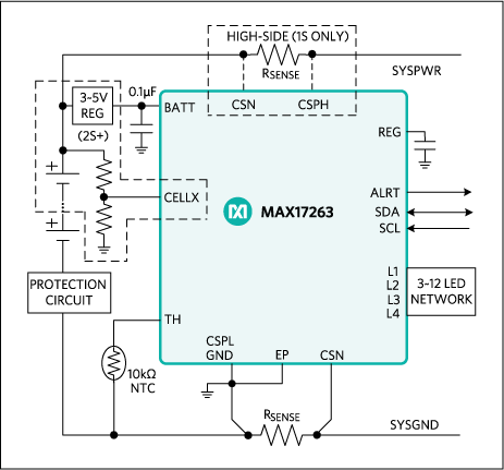 MAX17263: Simple Fuel-Gauge Circuit Diagram