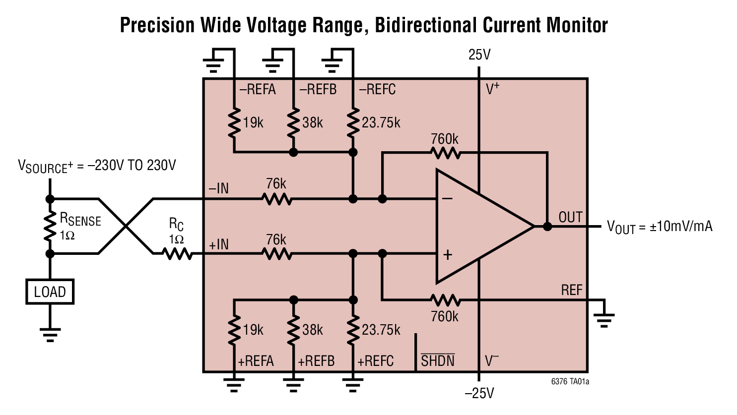 Precision Wide Voltage Range, Bidirectional Current Monitor