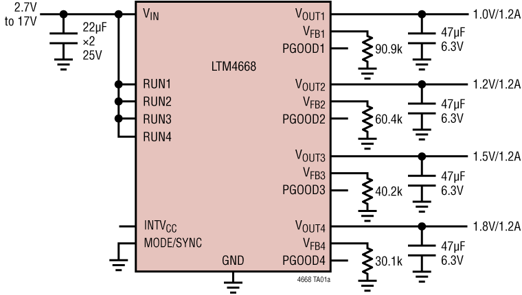 LTM4668 Application Circuit
