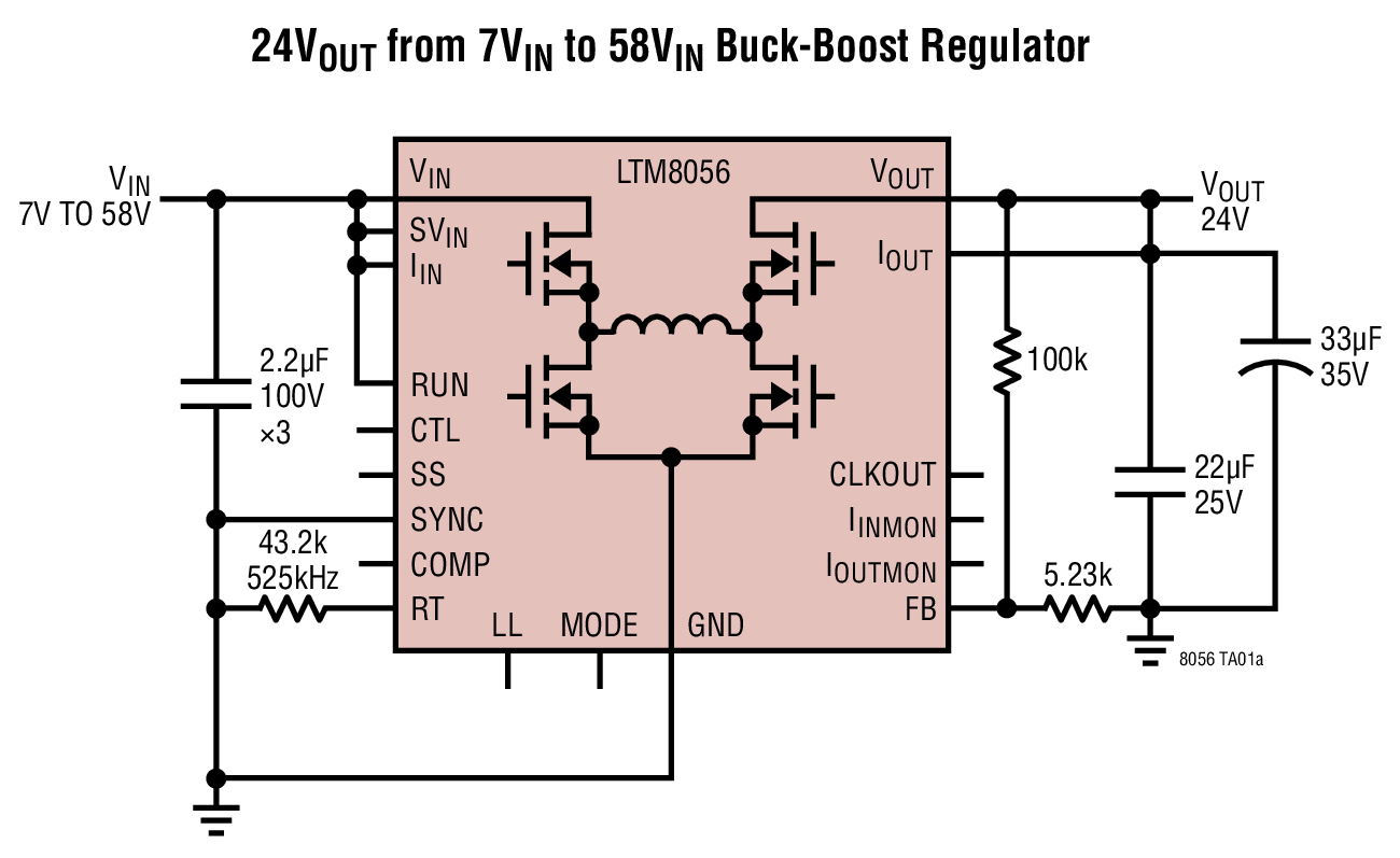 24VOUT from 7VIN to 58VIN Buck-Boost Regulator