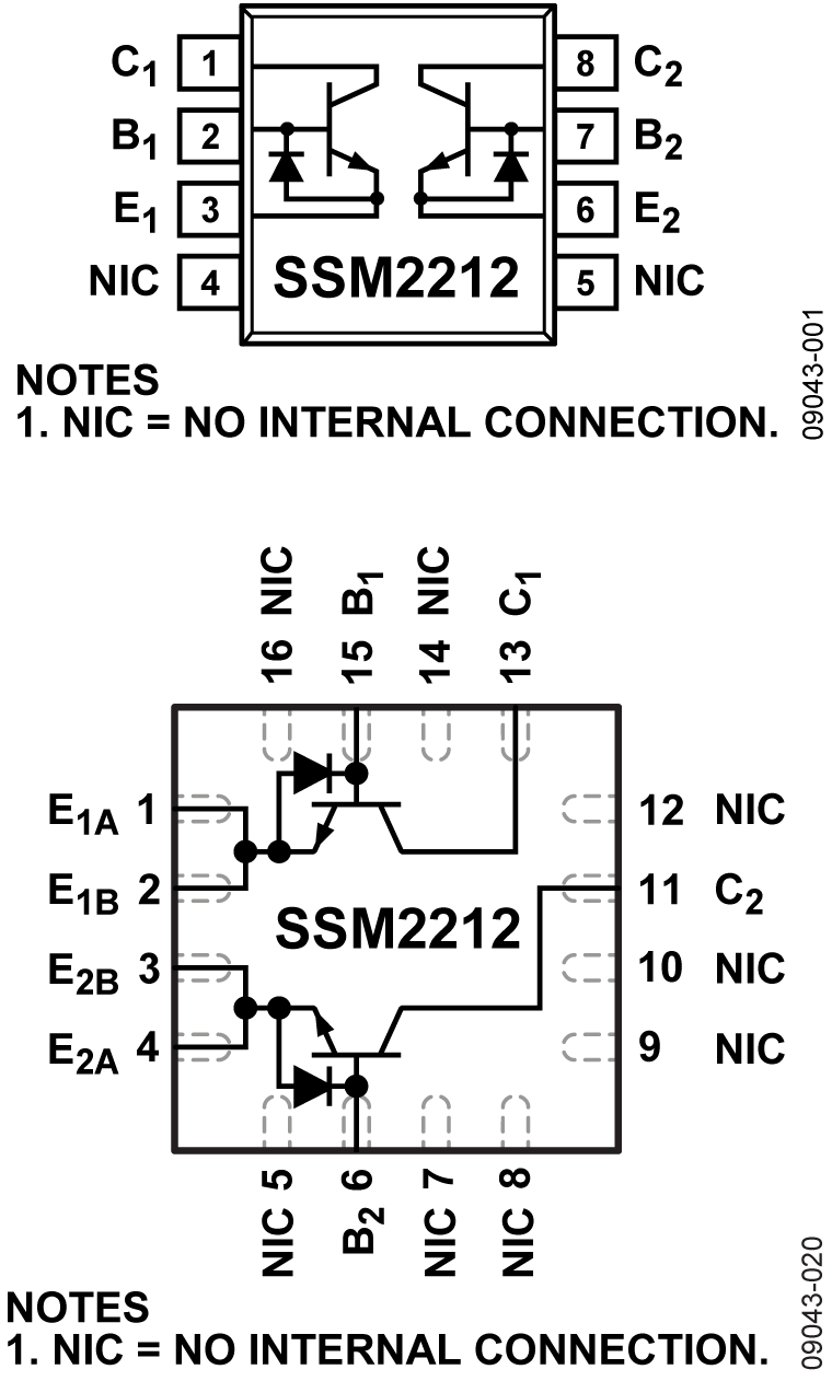 SSM2212 Pin Configuration