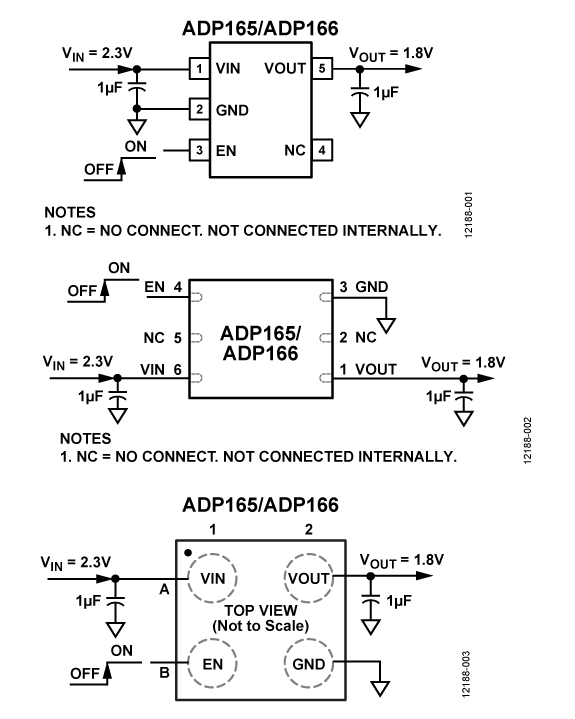 ADP165 Typical Application Circuit Diagram