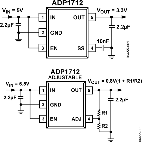 ADP1712 Typical Application Diagrams