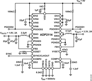ADP2114 Typical Application Circuit diagram