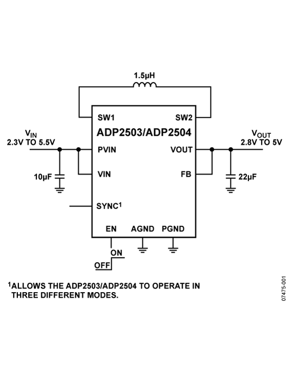 ADP2503/ADP2504 Typical Application Diagram