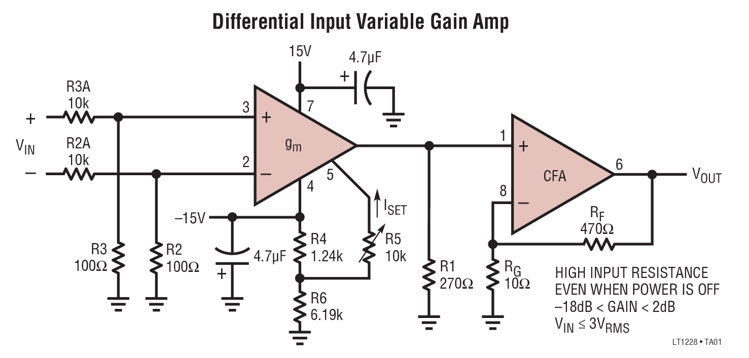 Differential Input Variable Gain Amp
