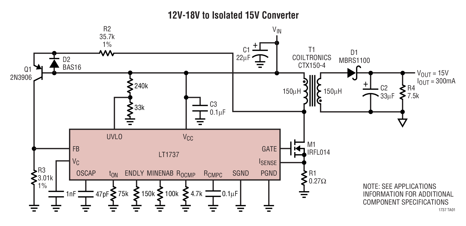 12V-18V to Isolated 15V Converter