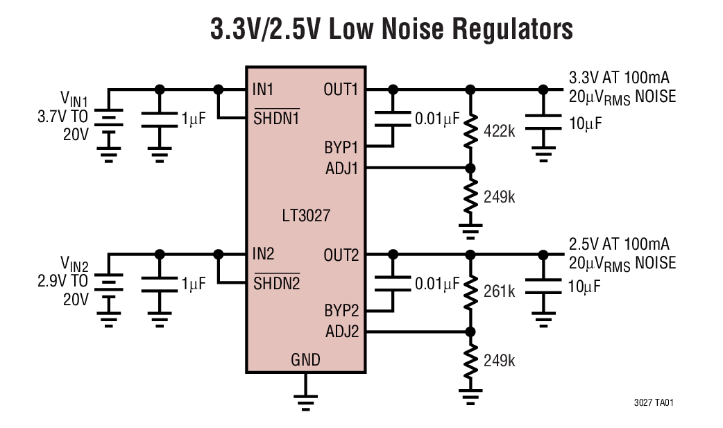 3.3V/2.5V Low Noise Regulators