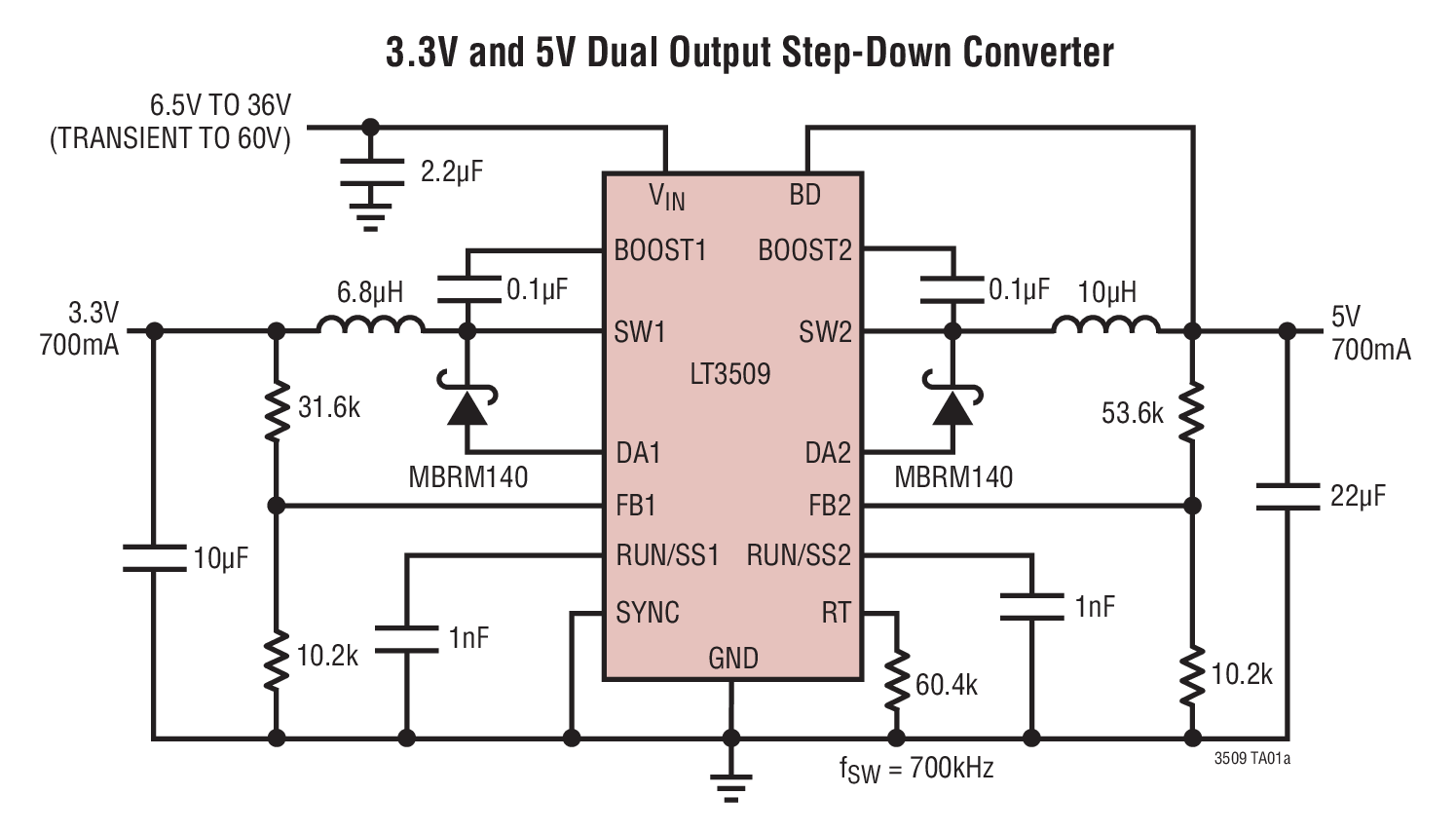 3.3V and 5V Dual Output Step-Down Converter