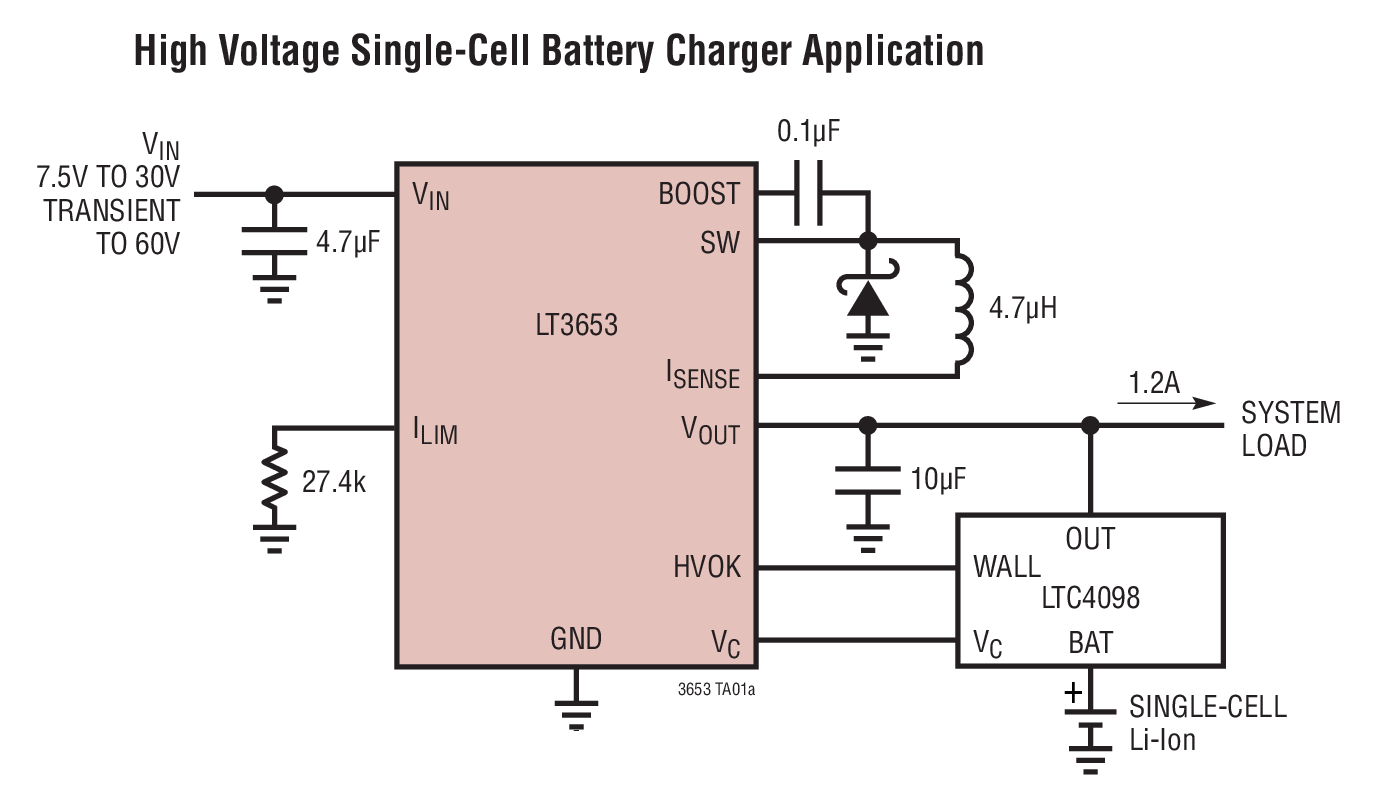 High Voltage Single-Cell Battery Charger Application