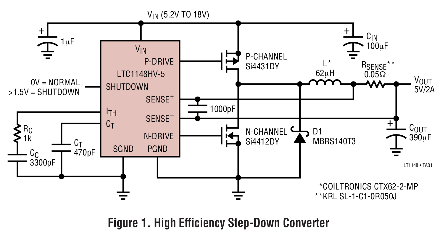 Figure 1. High Efficiency Step-Down Converter