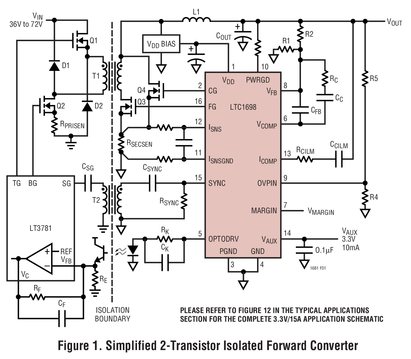 Figure 1. Simplified 2-Transistor Isolated Forward Converter