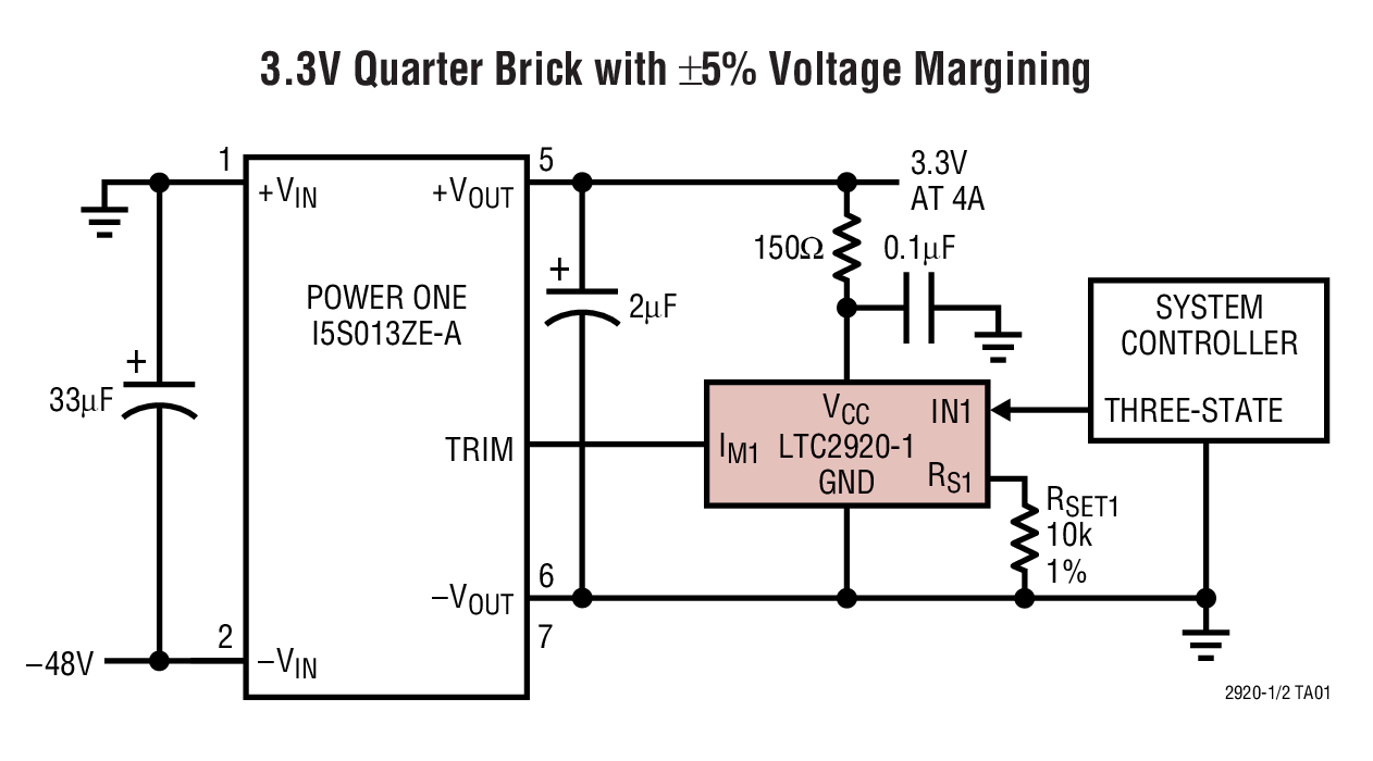 3.3V Quarter Brick with ±5% Voltage Margining