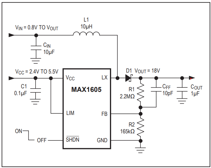 MAX1605 Typical Application Circuit
