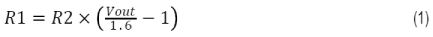 Equation to choose the resistor values for a positive output voltage.
