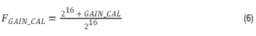 Equation used to calculate the calibration factor stored in the Cap Gain Calibration register.