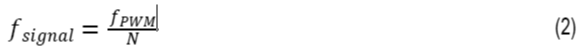 Equation for calculating the frequency of the dither signal