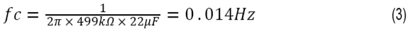 Formula for calculating the cutoff frequency of a high pass filter