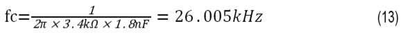 Formula for setting the cutoff frequency to 26 kHz