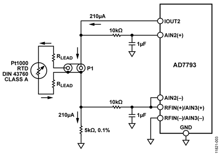 2-Wire Pt RTD Connections