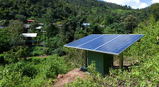Small solar cell in mountain village