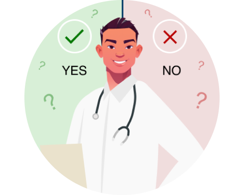 graphic of a doctor contemplating a decision