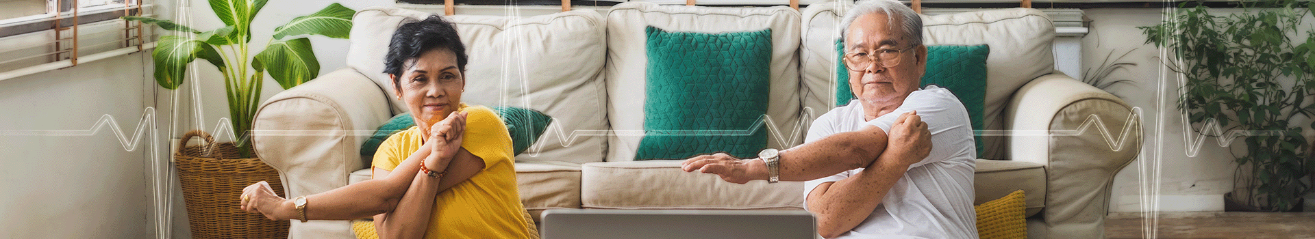 an older couple tracking their heart health while being active