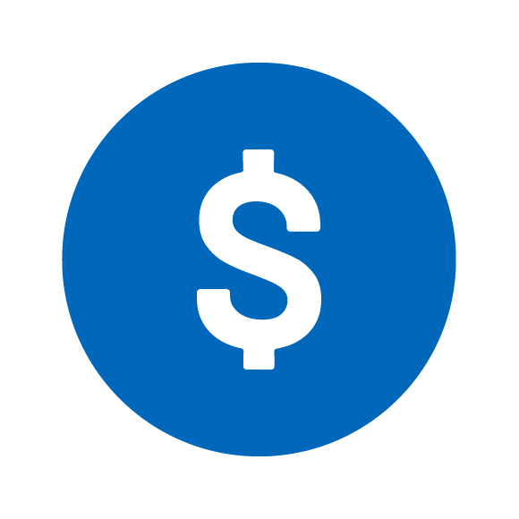 white dollar sign icon on blue background
