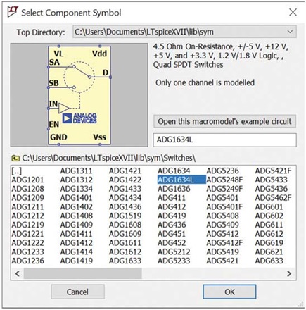 Figure 3. A sample of an intensive library of SPICE models in LTspice.