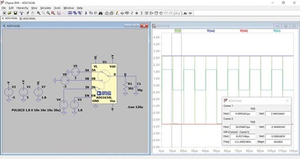 Figure 14. A sample SPICE simulation using the ADG1634L model.