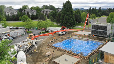 Aerial of construction work for the expansion on the Beaverton offices