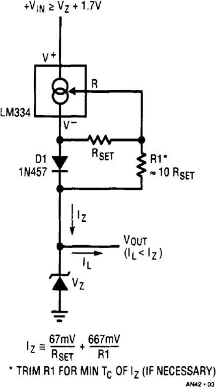 Figure 3. Low TC Current Stabilized Reference.