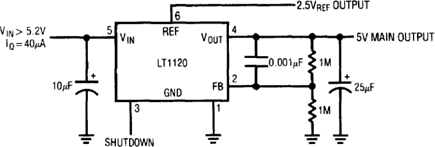 Figure 86. 5V Output, Low Dropout, Micropower Regulator with 2.5V Reference and Shutdown.