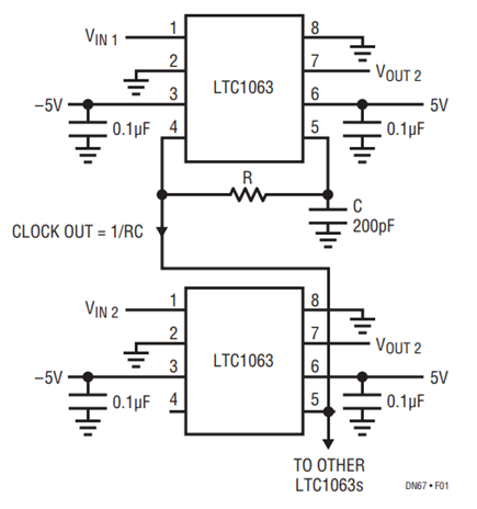 Figure 1. Synchronizing Multiple LTC1063s.