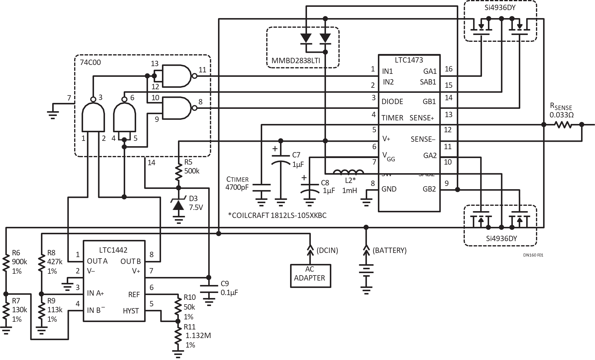 Figure 1. Protected Automatic Switchover Between Battery and AC Adapter.
