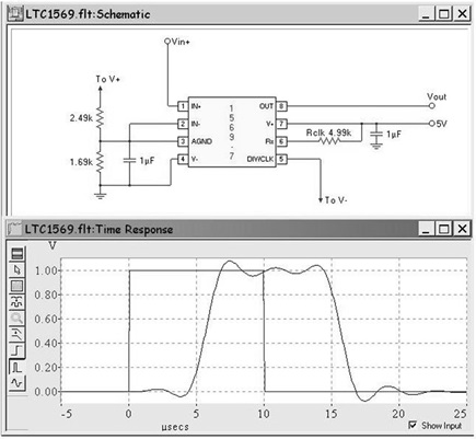 Figure 2. LTC1569-7 Schematic and Pulse Response