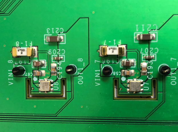 Figure 2. PCB layout with slotting for stress reduction.