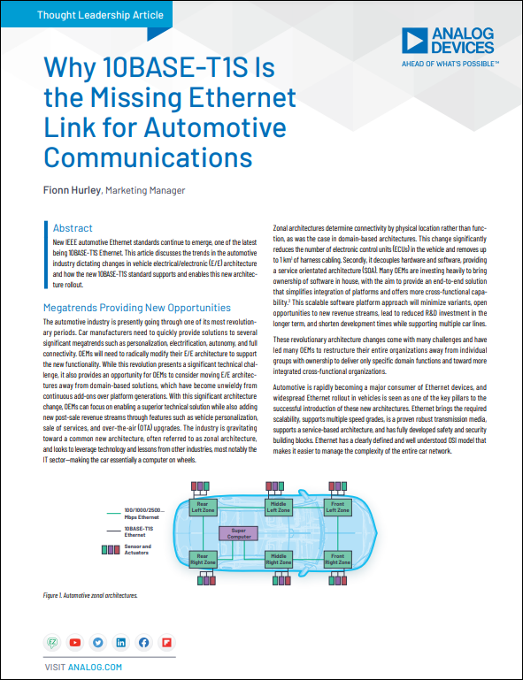 Why 10BASE-T1S Is the Missing Ethernet Link for Automotive Communications Cover
