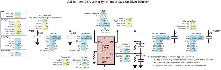 図5. 昇圧コンバータ(LT8336)を使用して24Vを生成する回路