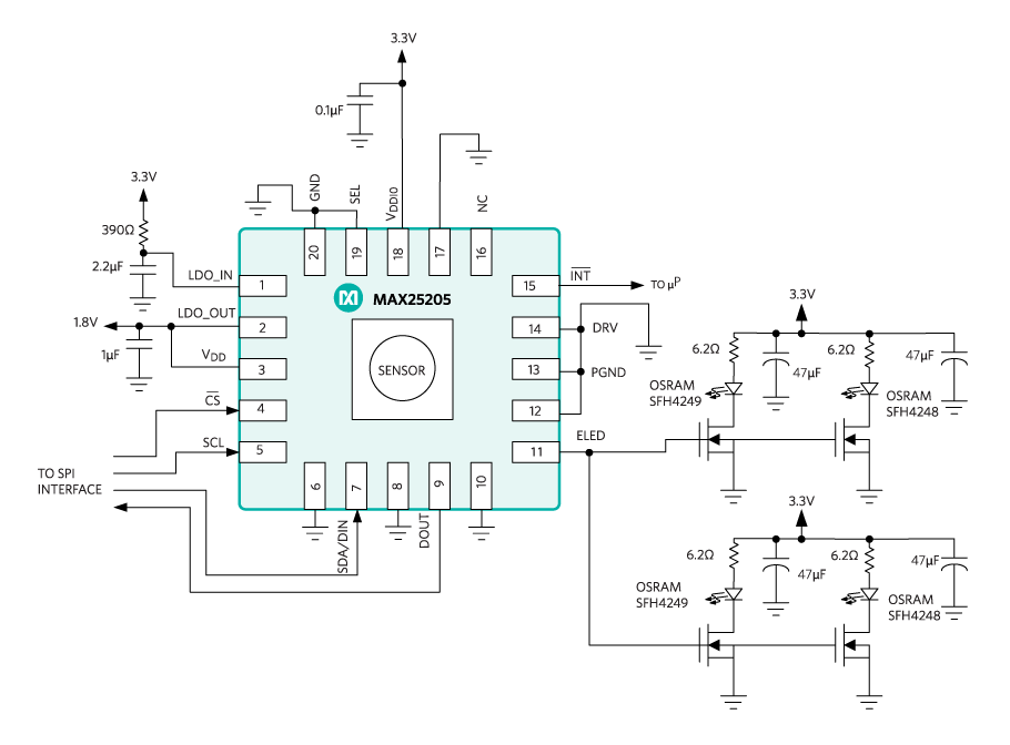 図7. 統合型ジェスチャ・センサーのアプリケーション回路図