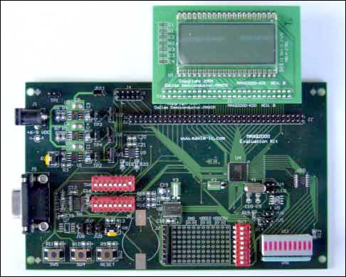 図1. LCD基板を取り付けたMAXQ2000評価キット。