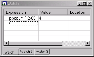 図11. IAR Embedded Workbenchで式を入力するための[WATCH]ウィンドウ。