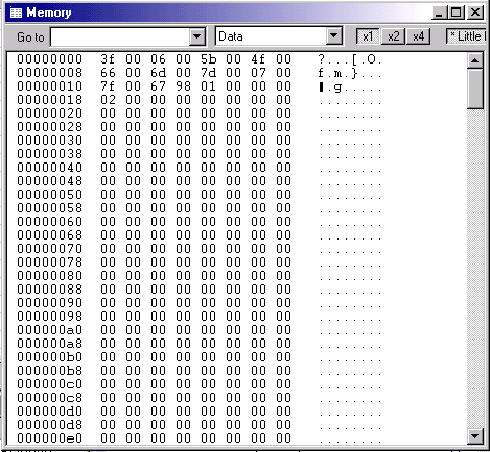 図13. IAR Embedded Workbenchでのメモリ内容の表示。