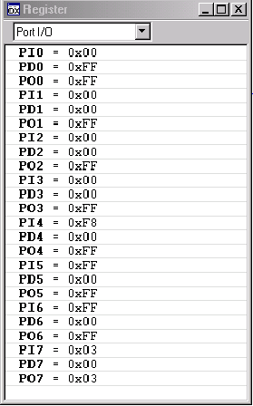 図14. IAR Embedded Workbenchでのレジスタ内容の表示。